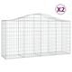 vidaXL Paniers à gabions arqués 2 pcs 200x50x100/120 cm fer galvanisé