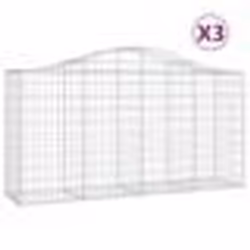 vidaXL Paniers à gabions arqués 3 pcs 200x50x100/120 cm fer galvanisé