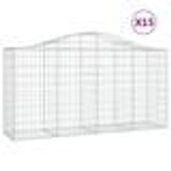vidaXL Paniers à gabions arqués 15 pcs 200x50x100/120 cm fer galvanisé