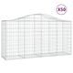 vidaXL Paniers à gabions arqués 50 pcs 200x50x100/120 cm fer galvanisé