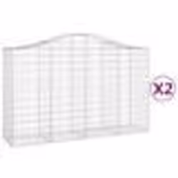 vidaXL Paniers à gabions arqués 2 pcs 200x50x120/140 cm Fer galvanisé