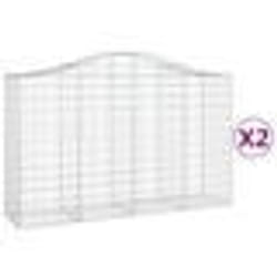 vidaXL Paniers à gabions arqués 2 pcs 200x50x120/140 cm Fer galvanisé