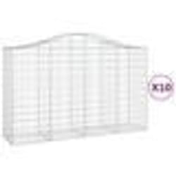 vidaXL Paniers à gabions arqués 10 pcs 200x50x120/140 cm Fer galvanisé