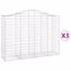 vidaXL Paniers à gabions arqués 3 pcs 200x50x140/160 cm Fer galvanisé