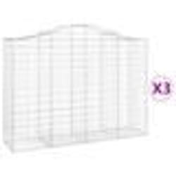 vidaXL Paniers à gabions arqués 3 pcs 200x50x140/160 cm Fer galvanisé