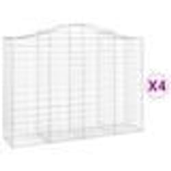 vidaXL Paniers à gabions arqués 4 pcs 200x50x140/160 cm Fer galvanisé