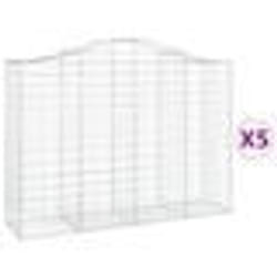 vidaXL Paniers à gabions arqués 5 pcs 200x50x140/160 cm Fer galvanisé