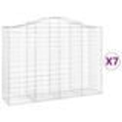 vidaXL Paniers à gabions arqués 7 pcs 200x50x140/160 cm Fer galvanisé