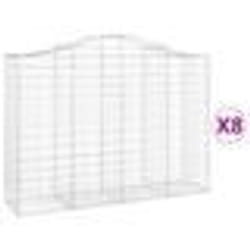 vidaXL Paniers à gabions arqués 8 pcs 200x50x140/160 cm Fer galvanisé