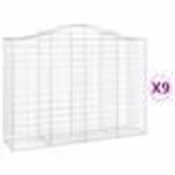 vidaXL Paniers à gabions arqués 9 pcs 200x50x140/160 cm Fer galvanisé