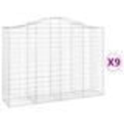 vidaXL Paniers à gabions arqués 9 pcs 200x50x140/160 cm Fer galvanisé