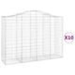 vidaXL Paniers à gabions arqués 10 pcs 200x50x140/160 cm Fer galvanisé
