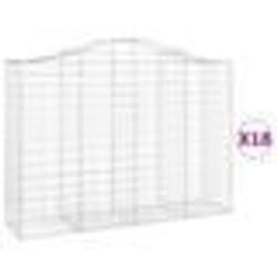 vidaXL Paniers à gabions arqués 18 pcs 200x50x140/160 cm Fer galvanisé