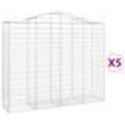 vidaXL Paniers à gabions arqués 5 pcs 200x50x160/180 cm Fer galvanisé