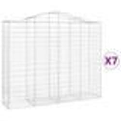 vidaXL Paniers à gabions arqués 7 pcs 200x50x160/180 cm Fer galvanisé