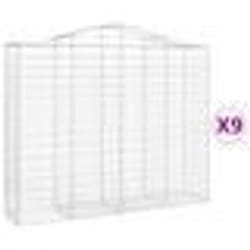 vidaXL Paniers à gabions arqués 9 pcs 200x50x160/180 cm Fer galvanisé