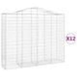 vidaXL Paniers à gabions arqués 12 pcs 200x50x160/180 cm Fer galvanisé