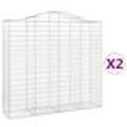 vidaXL Paniers à gabions arqués 2 pcs 200x50x180/200 cm Fer galvanisé