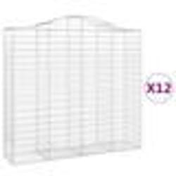 vidaXL Paniers à gabions arqués 12 pcs 200x50x180/200 cm Fer galvanisé