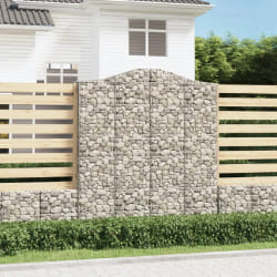 vidaXL Paniers à gabions arqués 2 pcs 200x50x220/240 cm Fer galvanisé