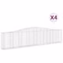 vidaXL Paniers à gabions arqués 4 pcs 400x30x80/100 cm Fer galvanisé