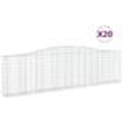 vidaXL Paniers à gabions arqués 20 pcs 400x30x100/120 cm Fer galvanisé