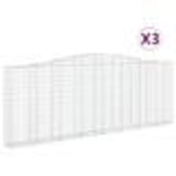 vidaXL Paniers à gabions arqués 3 pcs 400x30x140/160 cm Fer galvanisé