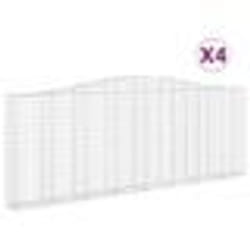 vidaXL Paniers à gabions arqués 4 pcs 400x30x140/160 cm Fer galvanisé