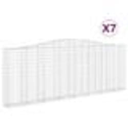 vidaXL Paniers à gabions arqués 7 pcs 400x30x140/160 cm Fer galvanisé