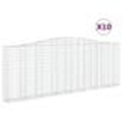 vidaXL Paniers à gabions arqués 10 pcs 400x30x140/160 cm Fer galvanisé