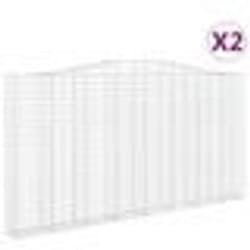 vidaXL Paniers à gabions arqués 2 pcs 400x30x200/220 cm Fer galvanisé