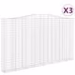 vidaXL Paniers à gabions arqués 3 pcs 400x30x220/240 cm Fer galvanisé