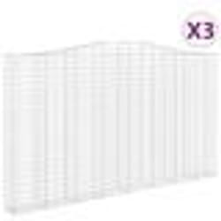 vidaXL Paniers à gabions arqués 3 pcs 400x30x220/240 cm Fer galvanisé