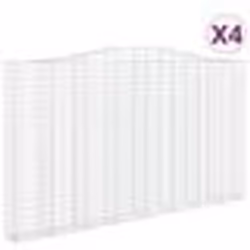 vidaXL Paniers à gabions arqués 4 pcs 400x30x220/240 cm Fer galvanisé