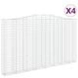 vidaXL Paniers à gabions arqués 4 pcs 400x30x220/240 cm Fer galvanisé