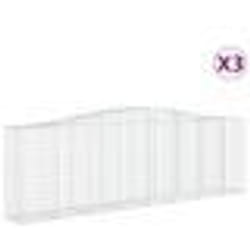 vidaXL Paniers à gabions arqués 3 pcs 400x50x120/140 cm Fer galvanisé