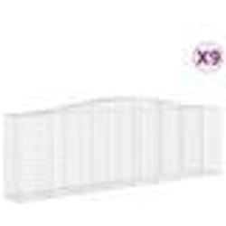 vidaXL Paniers à gabions arqués 9 pcs 400x50x120/140 cm Fer galvanisé