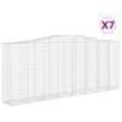 vidaXL Paniers à gabions arqués 7 pcs 400x50x160/180 cm fer galvanisé