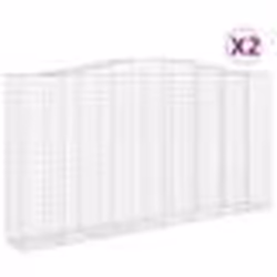 vidaXL Paniers à gabions arqués 2 pcs 400x50x200/220 cm Fer galvanisé