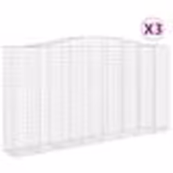 vidaXL Paniers à gabions arqués 3 pcs 400x50x200/220 cm Fer galvanisé