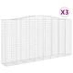 vidaXL Paniers à gabions arqués 3 pcs 400x50x200/220 cm Fer galvanisé
