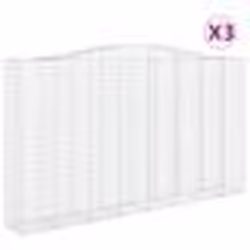 vidaXL Paniers à gabions arqués 3 pcs 400x50x220/240 cm Fer galvanisé
