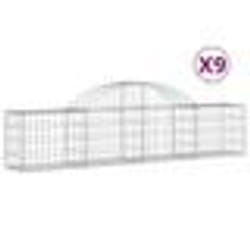 vidaXL Paniers à gabions arqués 9 pcs 200x30x40/60 cm Fer galvanisé