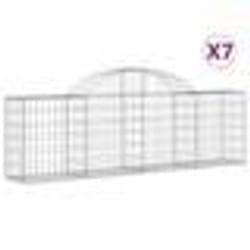 vidaXL Paniers à gabions arqués 7 pcs 200x30x60/80 cm Fer galvanisé
