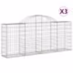 vidaXL Paniers à gabions arqués 3 pcs 200x30x80/100 cm Fer galvanisé