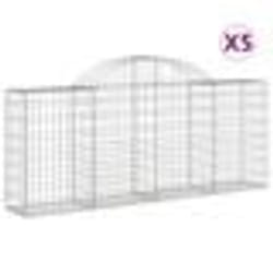vidaXL Paniers à gabions arqués 5 pcs 200x30x80/100 cm Fer galvanisé