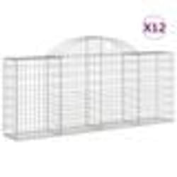 vidaXL Paniers à gabions arqués 12 pcs 200x30x80/100 cm Fer galvanisé