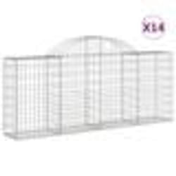 vidaXL Paniers à gabions arqués 14 pcs 200x30x80/100 cm Fer galvanisé