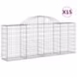 vidaXL Paniers à gabions arqués 15 pcs 200x30x80/100 cm Fer galvanisé