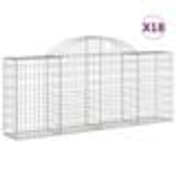 vidaXL Paniers à gabions arqués 18 pcs 200x30x80/100 cm Fer galvanisé